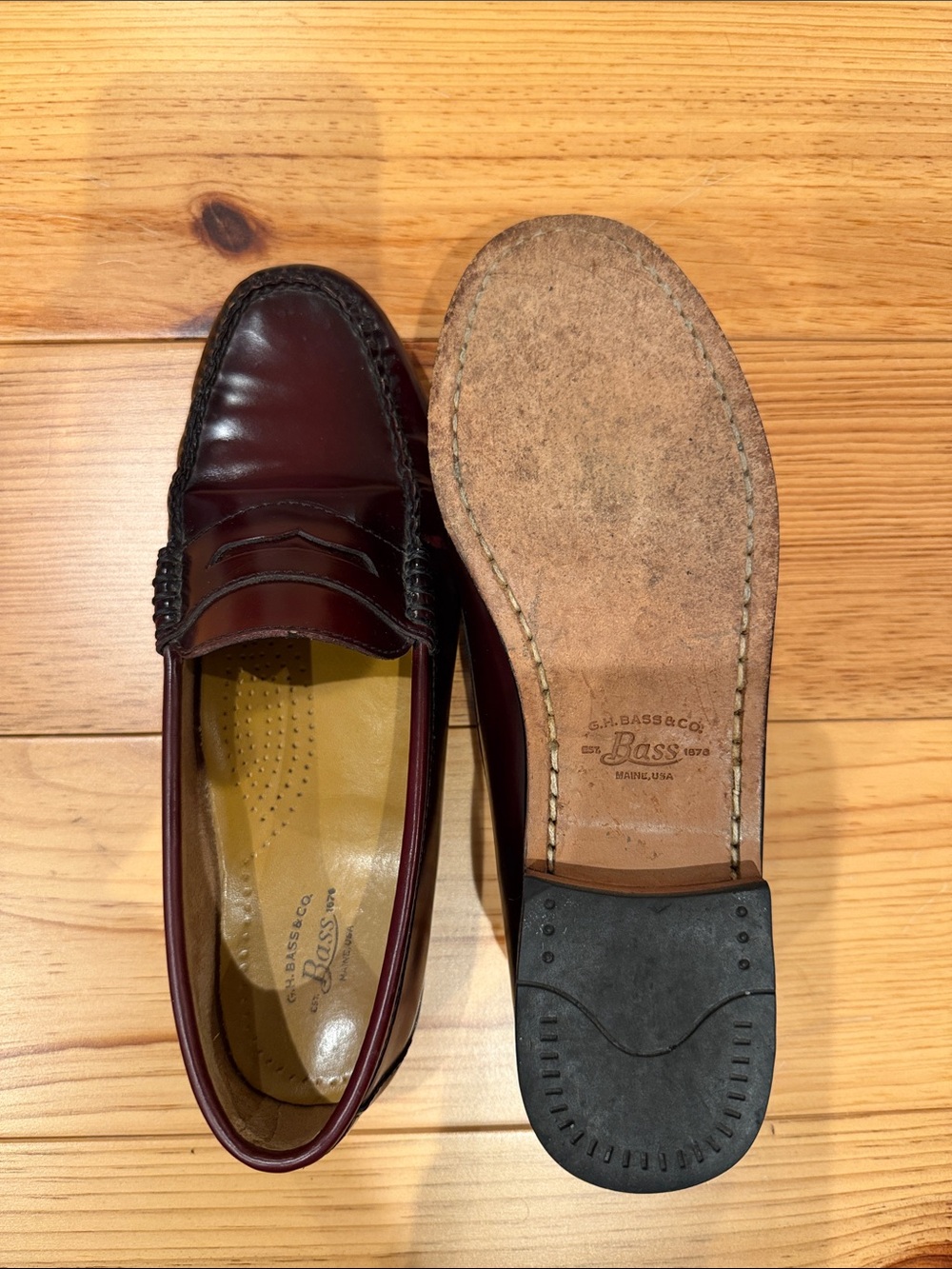 G. H. Bass & Co. Diane Women’s Burgundy Leather Penny Loafers - Picture 7 of 8